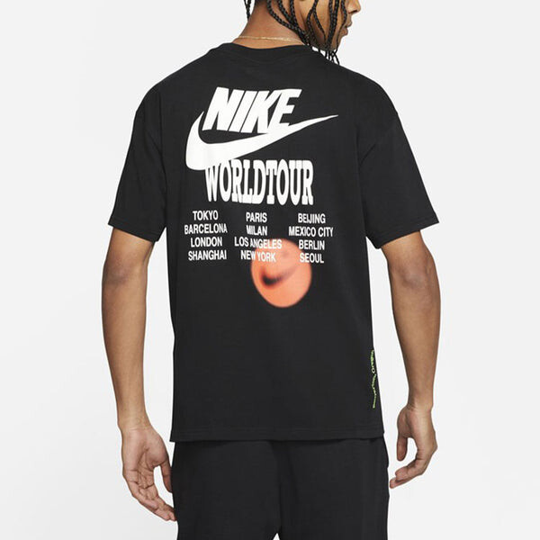Футболка Nike Sportswear Around the world Subject Embroidered Logo ribbed Round Neck Short Sleeve Black, мультиколор — фото 4
