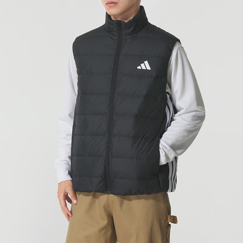 Пуховик-жилет мужской с 3 полосками Adidas, черный — фото 3