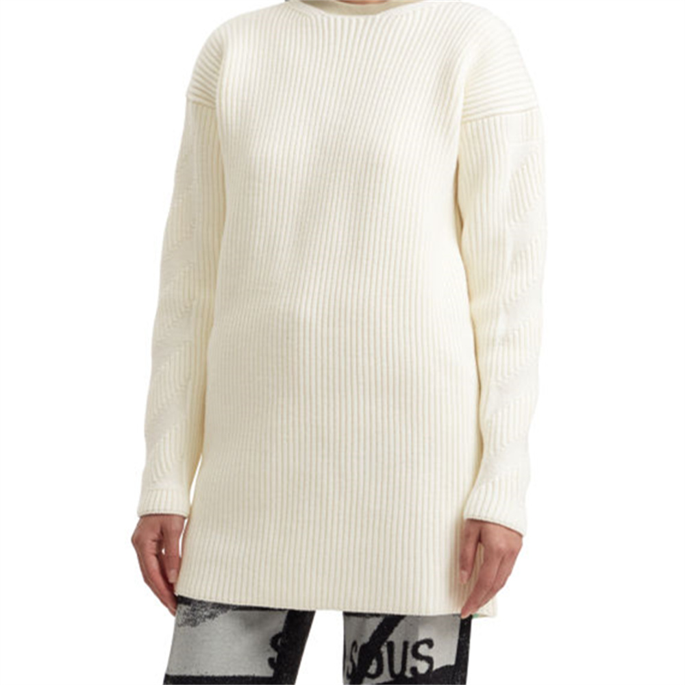 OFF-WHITE OFF WHITE вязаный свитер женский цвета ivory с круглым вырезом Moderate Others — фото 4