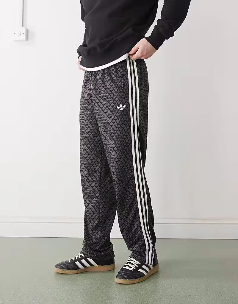 Спортивные брюки Adidas Originals Firebird свободного кроя с монограммой, черные