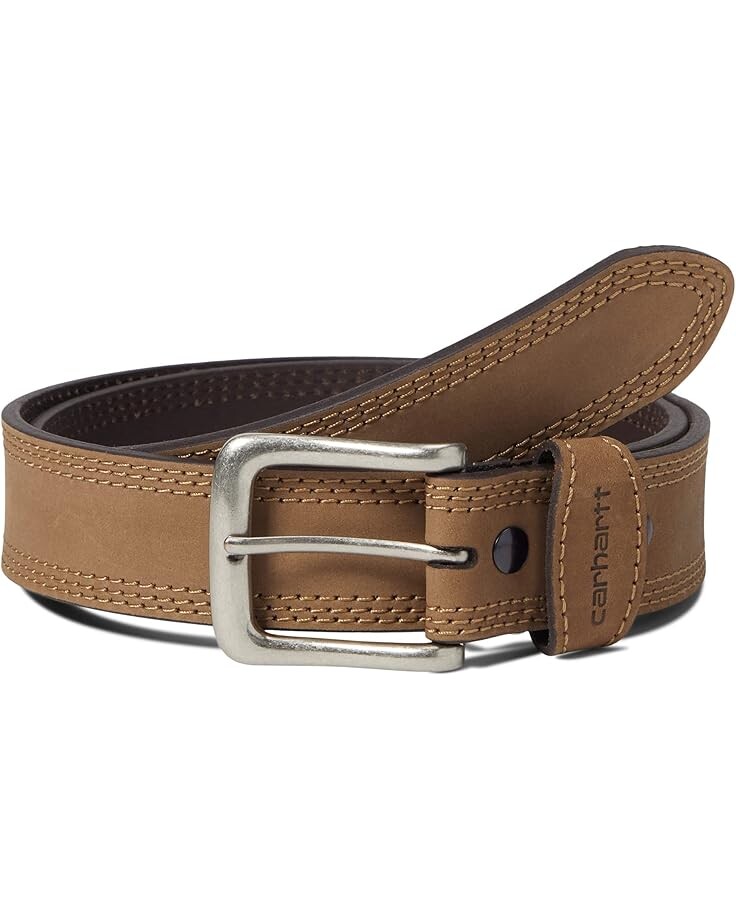 

Ремень Unisex Carhartt Leather Triple Stitch Belt, цвет Brown/Antique Nickel Finish