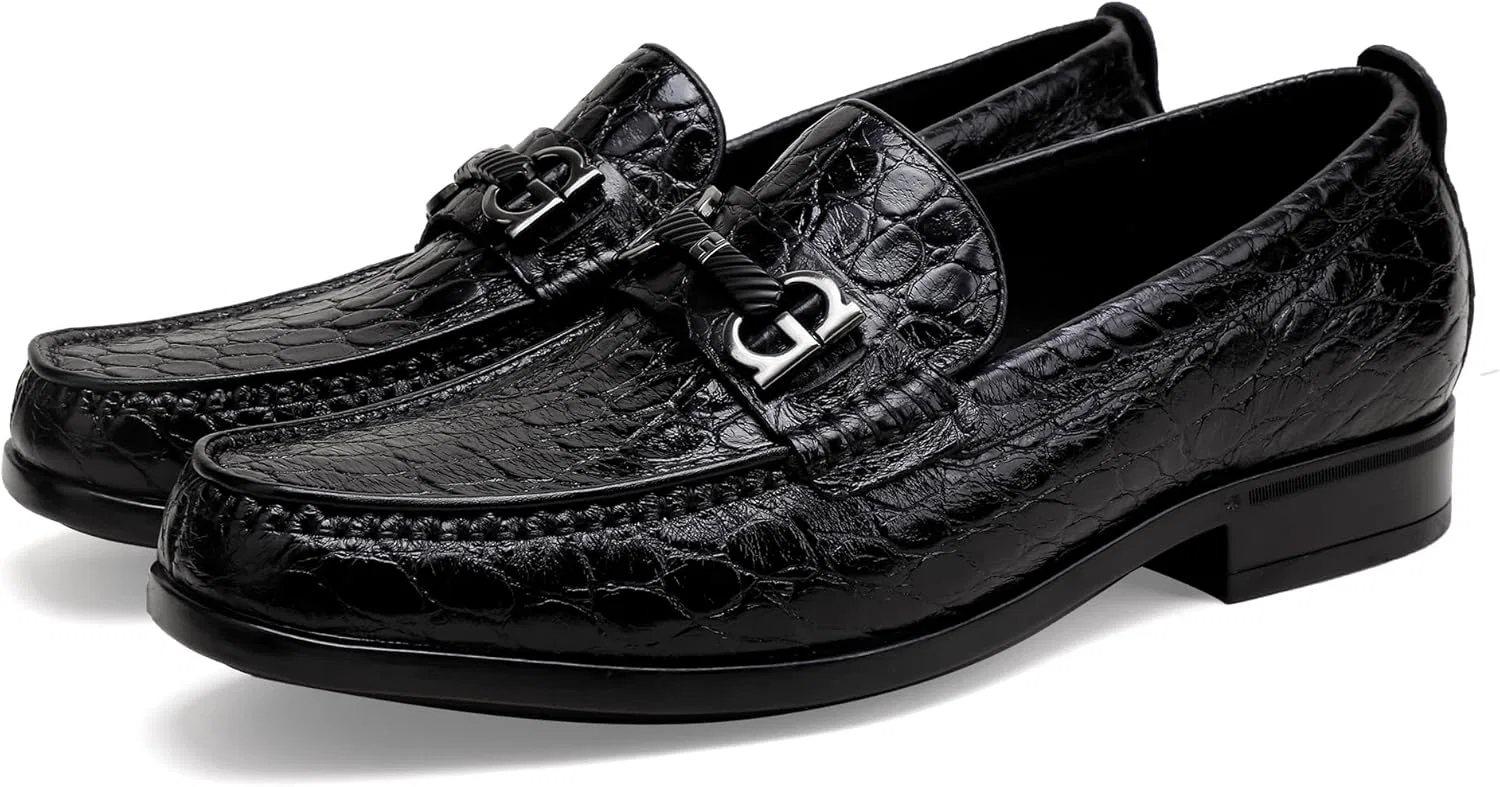 Лоферы, из кожи аллигатора, Black