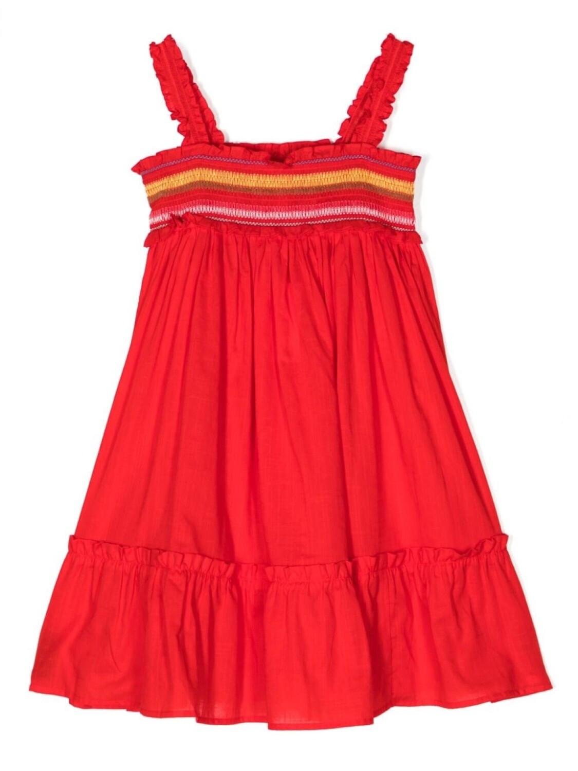 

ZIMMERMANN Kids ярусное платье со сборками, красный