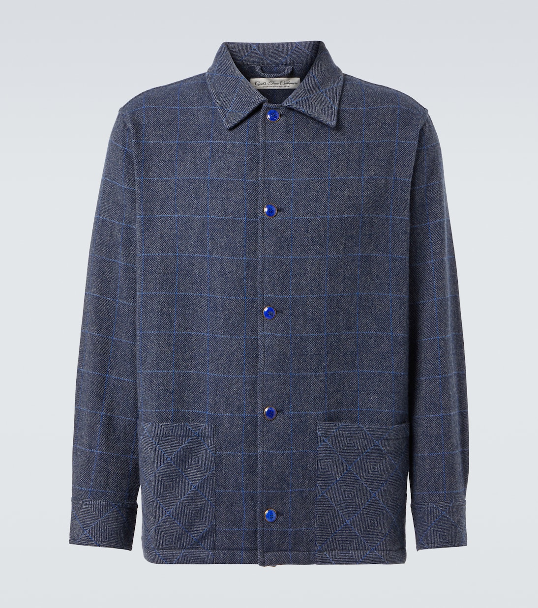 

Волшебная клетчатая кашемировая рубашка в стиле "ёлочка" God's True Cashmere, Lapis Lazuli