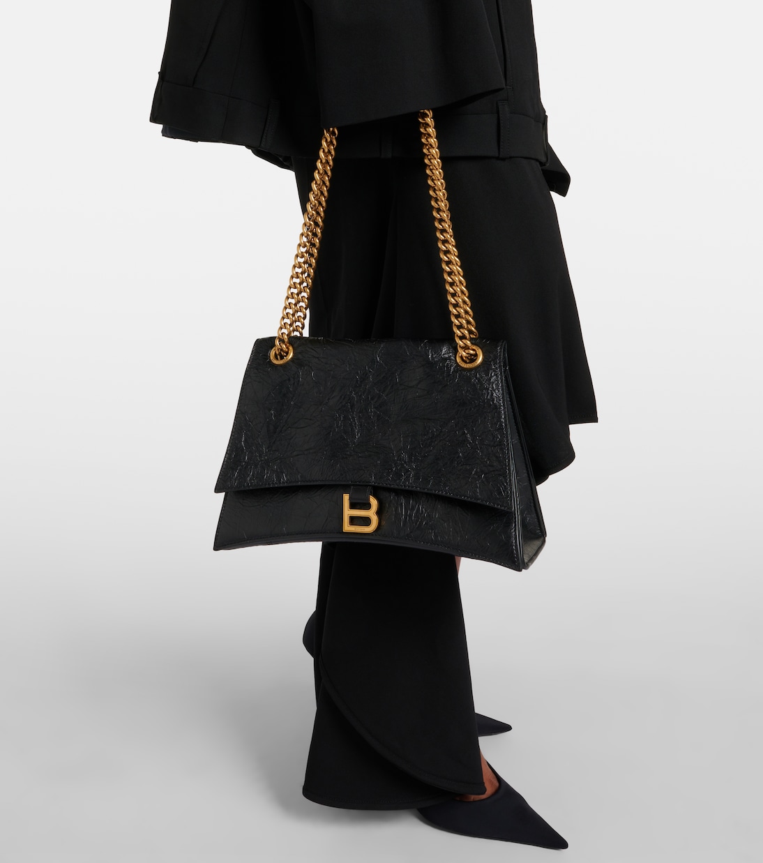 Средняя кожаная сумка через плечо Crush Balenciaga, черный — фото 2