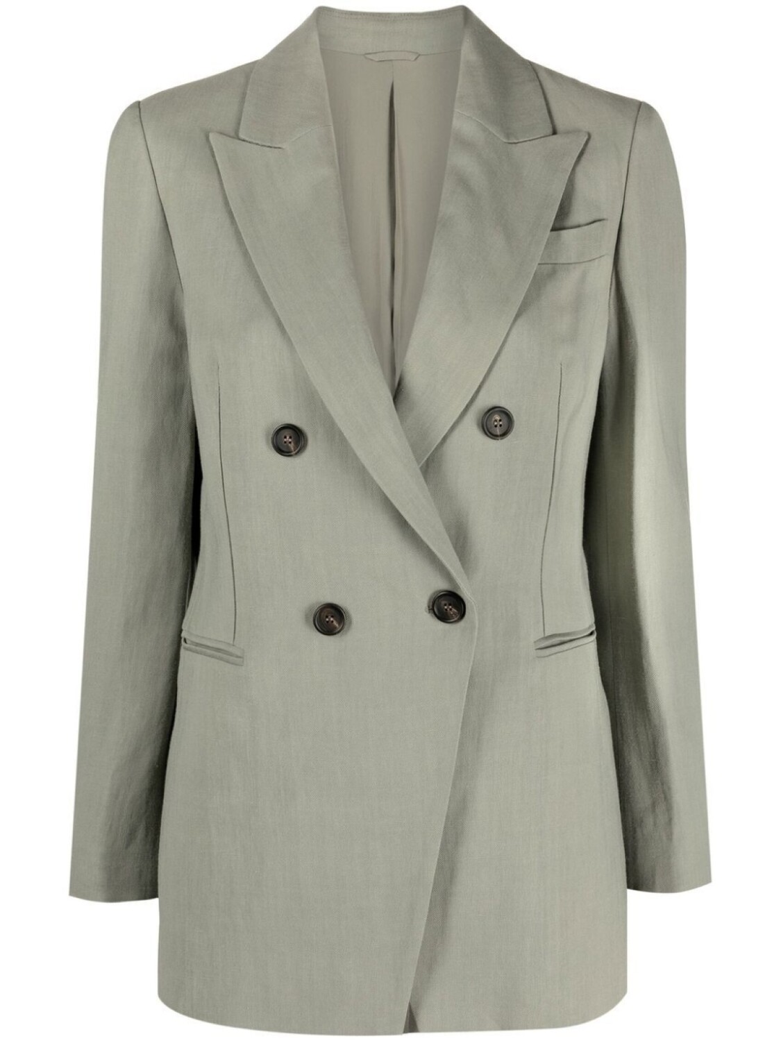 

Brunello Cucinelli двубортный блейзер строгого кроя, зеленый