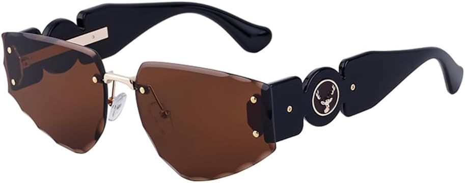 

Солнцезащитные очки в стиле панк без оправы 2027 года для женщин и мужчин, винтажные очки без оправы, защита от УФ-излучения UV400, цвет C3, коричневый, один размер MTZJH, One Color