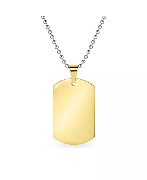 

Очень большой простой армейский кулон в виде армейского жетона на цепочке из нержавеющей стали длиной 24 дюйма Bling Jewelry, gold-tone
