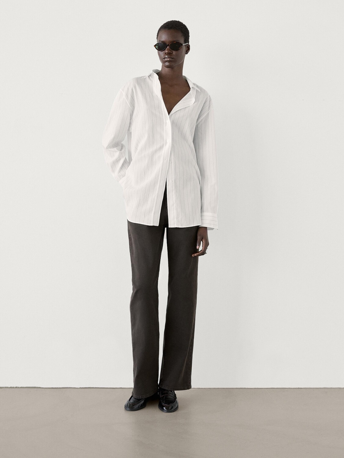 

Рубашка в тонкую полоску Massimo Dutti, белый