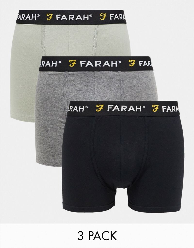 

Три пары боксеров Farah черного, хаки и серого цвета