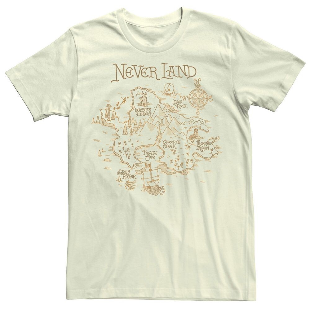 

Мужская футболка Disney's Peter Pan Never Land с картой и компасом, цвет Natural