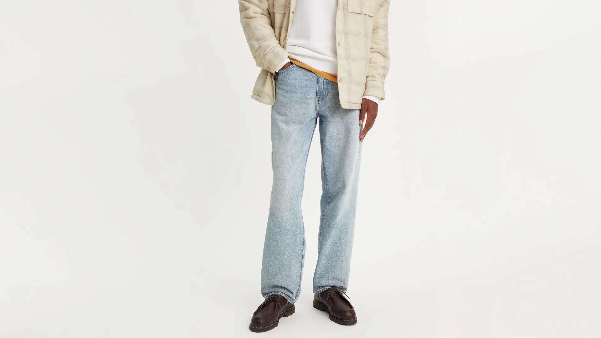 568 свободные прямые мужские джинсы Levi's, цвет Baby Blue Essentials - Light Wash — фото 2