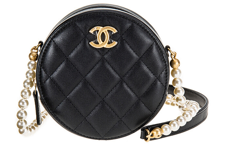 

Мини-сумка через плечо из телячьей кожи круглая женская черная CHANEL