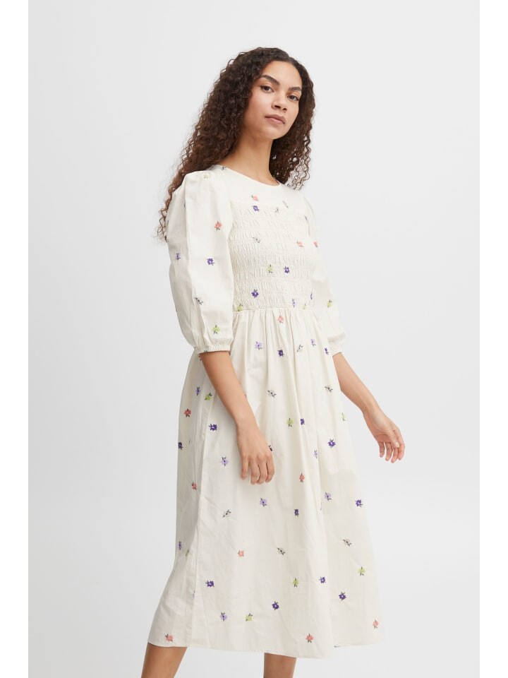 

Короткое платье b.young Blusenkleid BYHANLA EMB DR - 20812720 Midi-Kleid mit Stickerei, бежевый