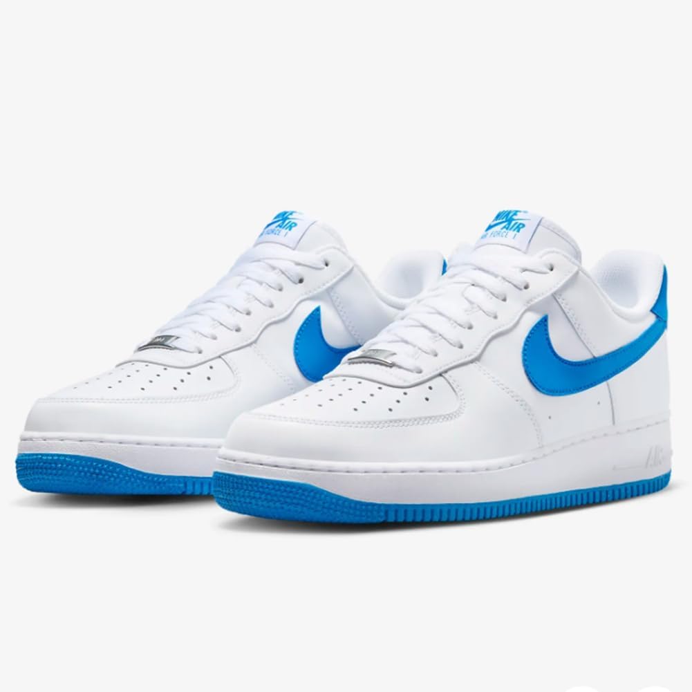 Кроссовки Nike Unisex Air Force 1 07, белый/белый/синий — фото 2