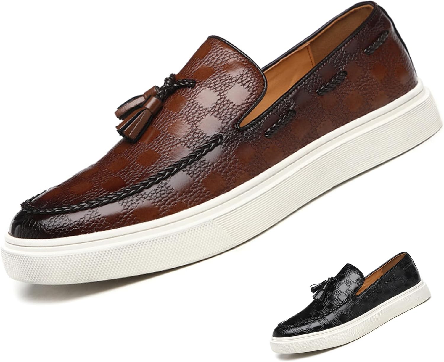 

Мужские лоферы Optigard с кисточками, кожаные, модные, повседневные, мягкие и удобные, без шнурков, стильные туфли-слипперы, формальные, для вечеринок, свадебные, коричневый