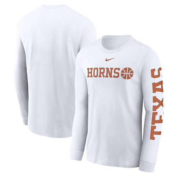 

Мужская белая футболка с длинным рукавом Texas Longhorns Basketball Icon Two-Hit Nike