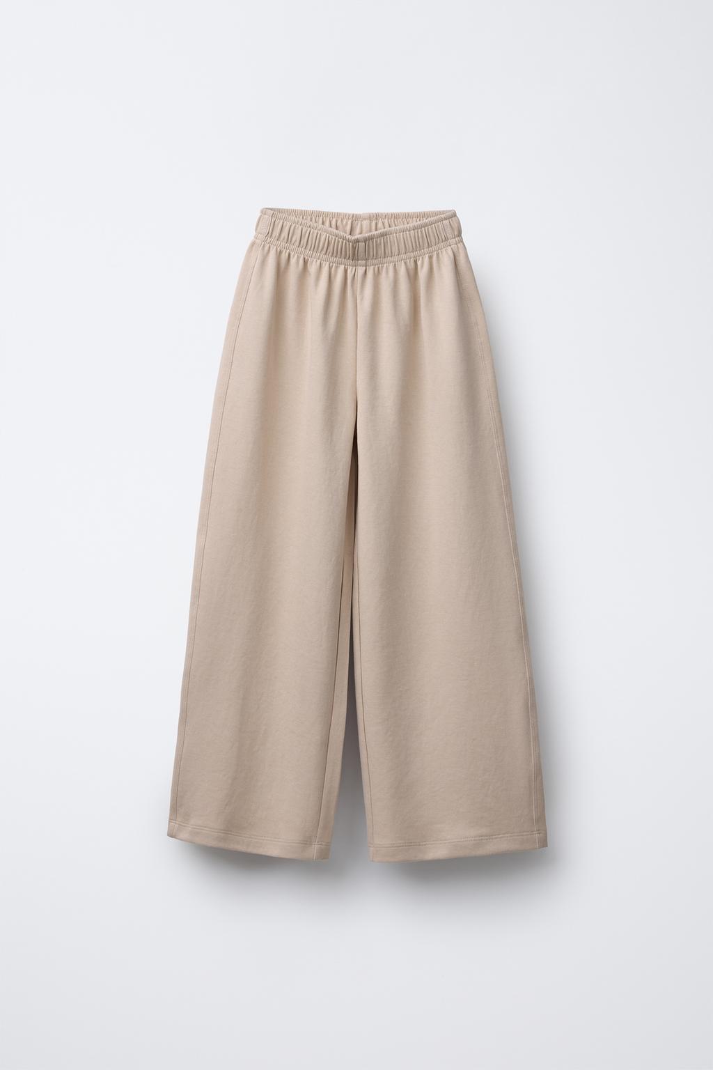 

Однотонные брюки с замком ZARA, экрю