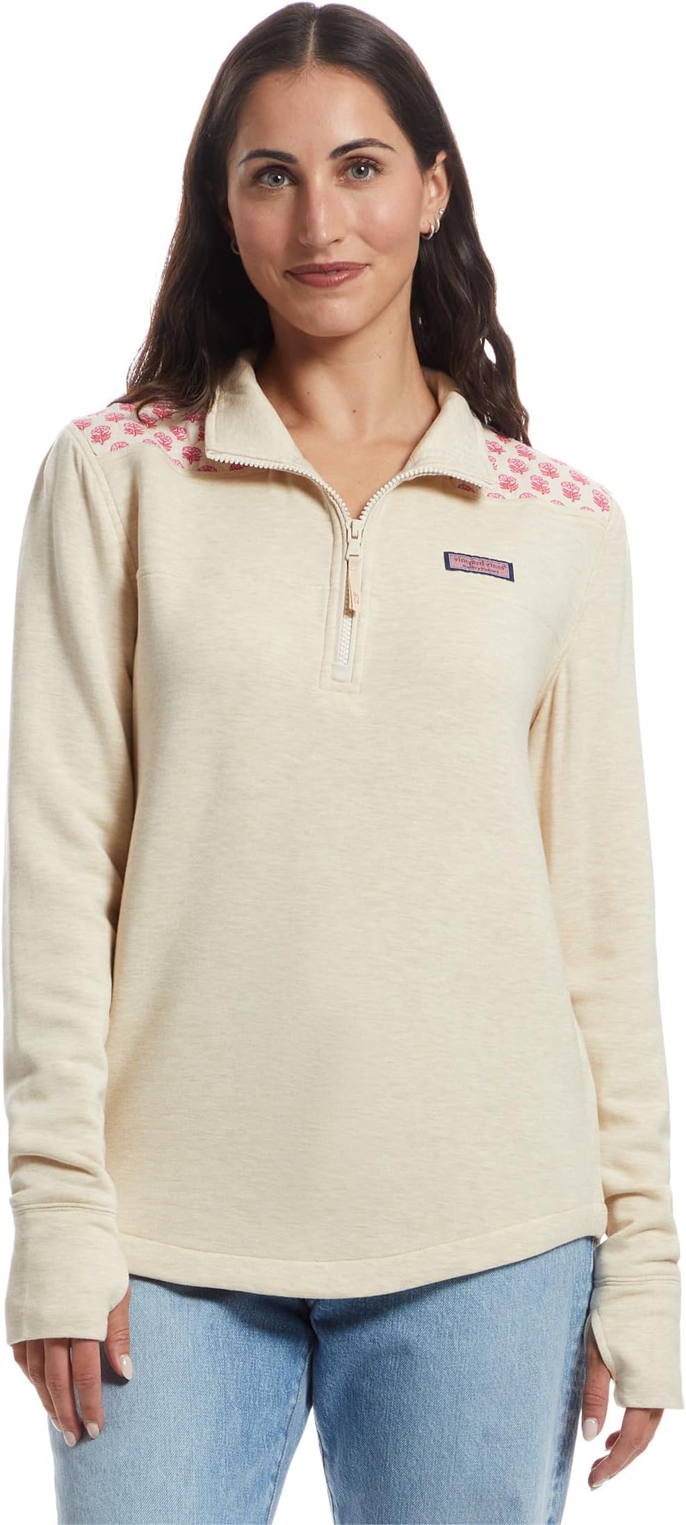 

Толстовка Vineyard Vines Dreamcloth Shep Shirt, цвет Oatmeal Heather/Avi Block Print
