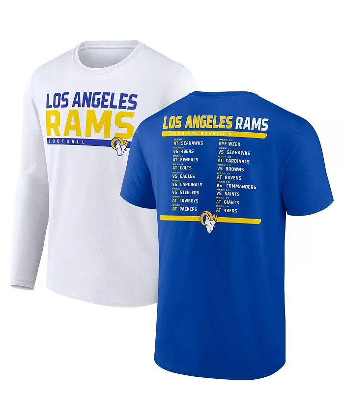 

Мужской набор из двух футболок Los Angeles Rams с графиком игр 2023 года, цвет Royal/White Fanatics