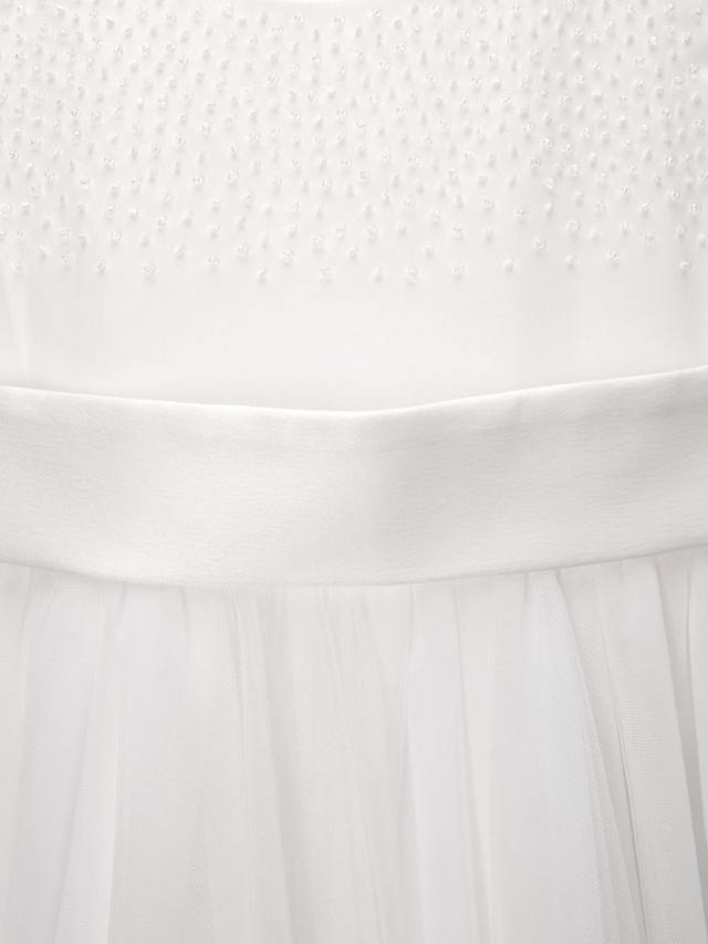 Детское платье для подружек невесты из блестящей тюли John Lewis Heirloom Collection, White — фото 4