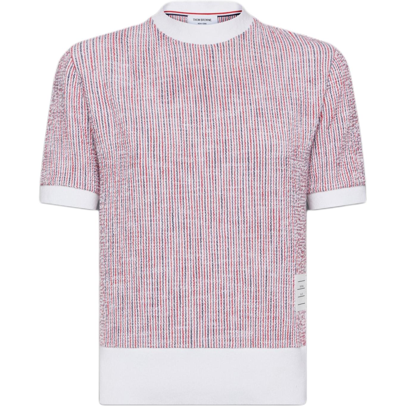 

Футболка с коротким рукавом и круглым вырезом из твида THOM BROWNE, розовый