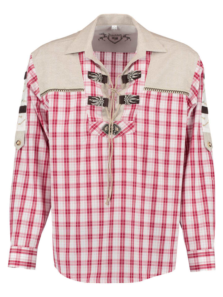 

OS-Trachten Традиционная рубашка Слуту среднего красного цвета