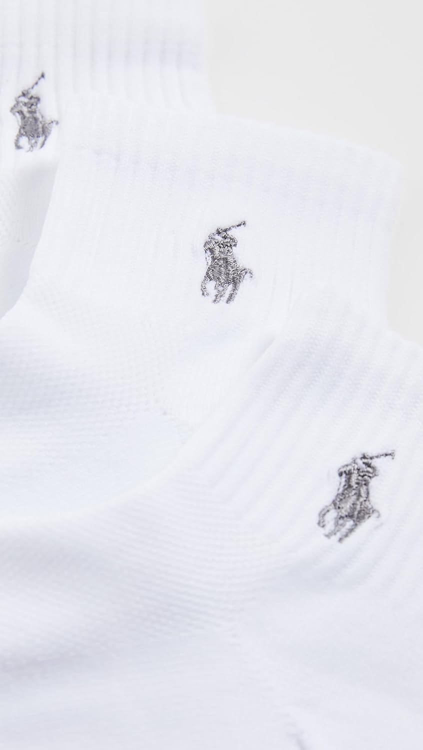 POLO RALPH LAUREN Мужские Tech Athletic носки с поддержкой щиколотки и амортизацией свода стопы (3 пары), White — фото 3