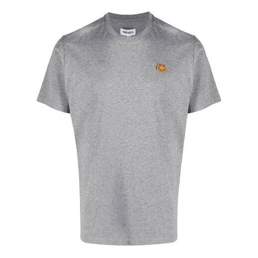 

Футболка men's ss21 small tiger head pattern embroidered round neck short sleeve gray Kenzo, серый