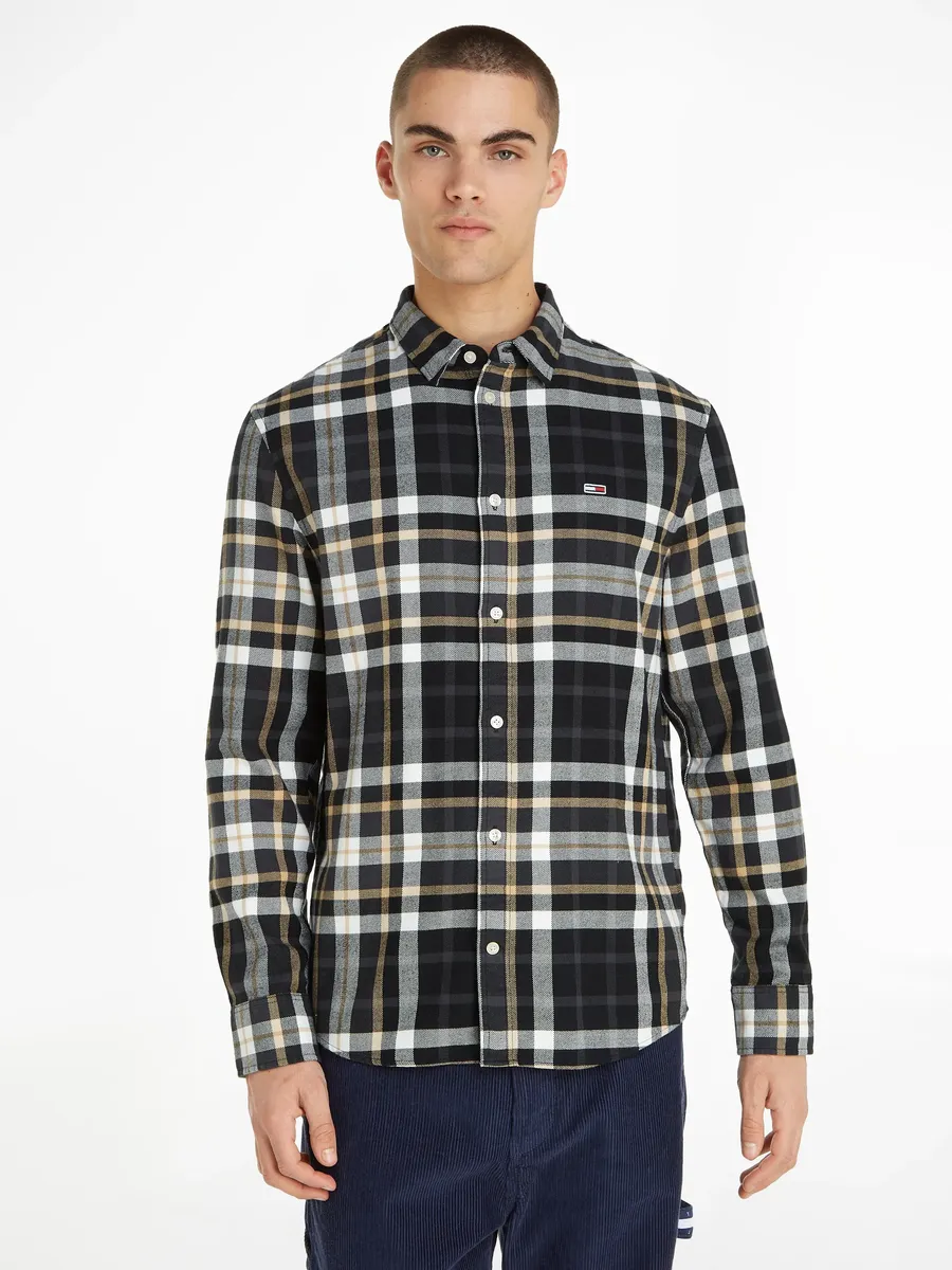 

Рубашка в клетку Tommy Jeans "TJM CLSC ESSENTIAL CHECK SHIRT", цвет Black Check