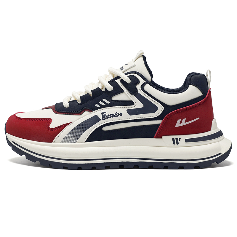 

Низкие повседневные кроссовки для мужчин, увеличивающие рост, износостойкие, легкие и дышащие WARRIOR, бежевый темно-синий красный