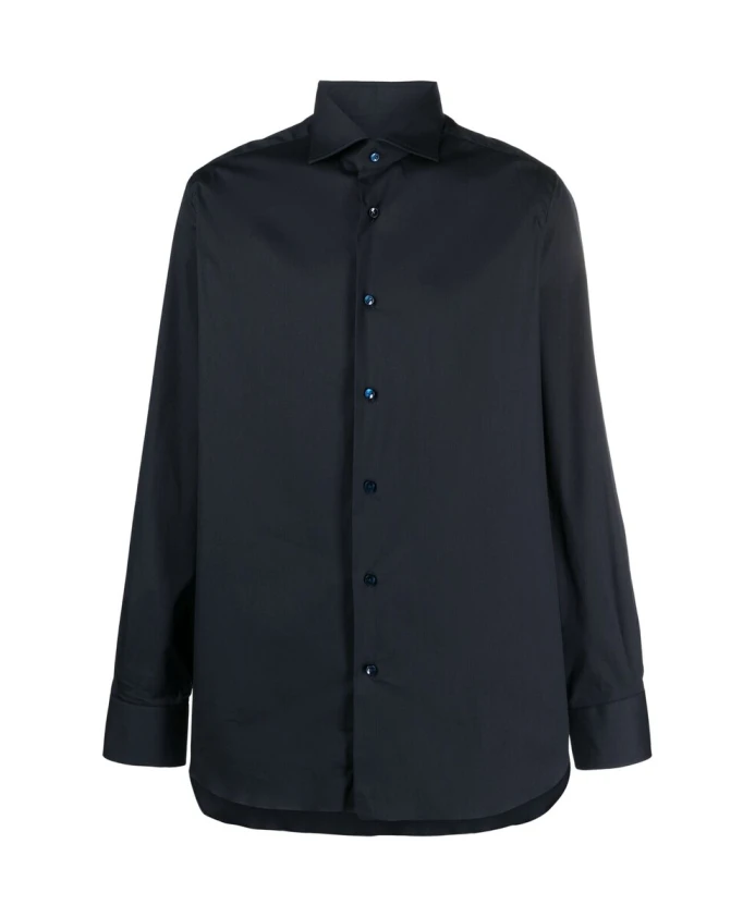 

Хлопковая рубашка с длинными рукавами прусского синего цвета Barba, синий