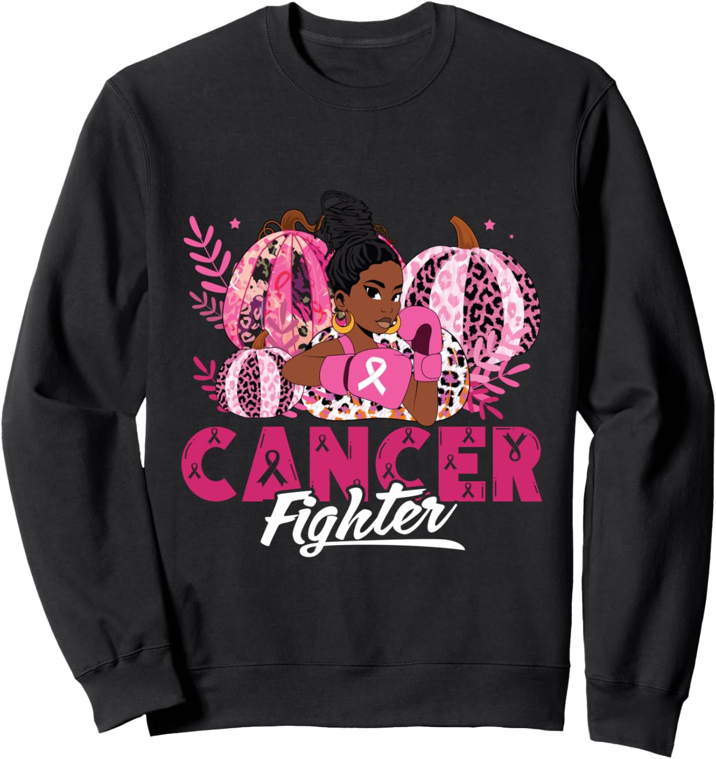 

Толстовка с тыквой на Хэллоуин в поддержку борьбы с раком груди Breast Cancer Fighter Awareness..., черный