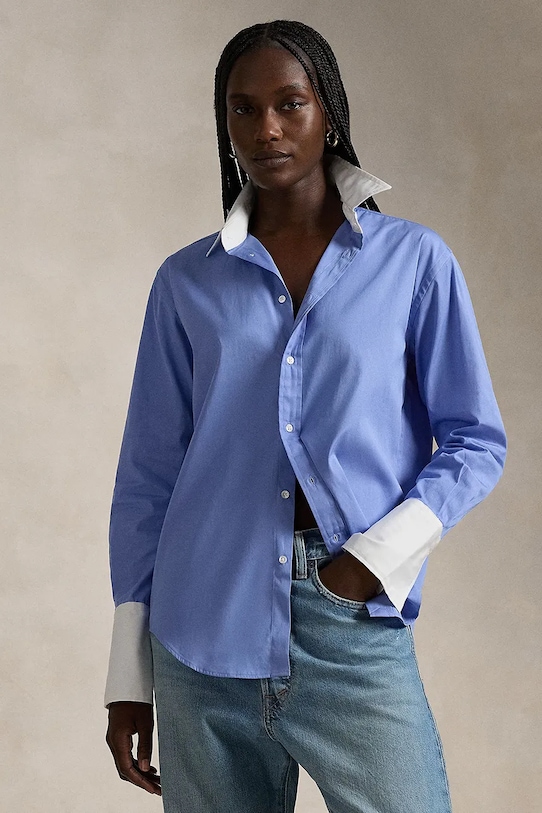 

Хлопковая рубашка Polo Ralph Lauren, синий