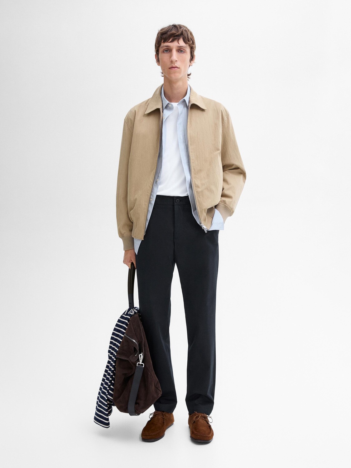 

Дубль Брюки облегающего кроя из хлопкового твила Massimo Dutti, синий