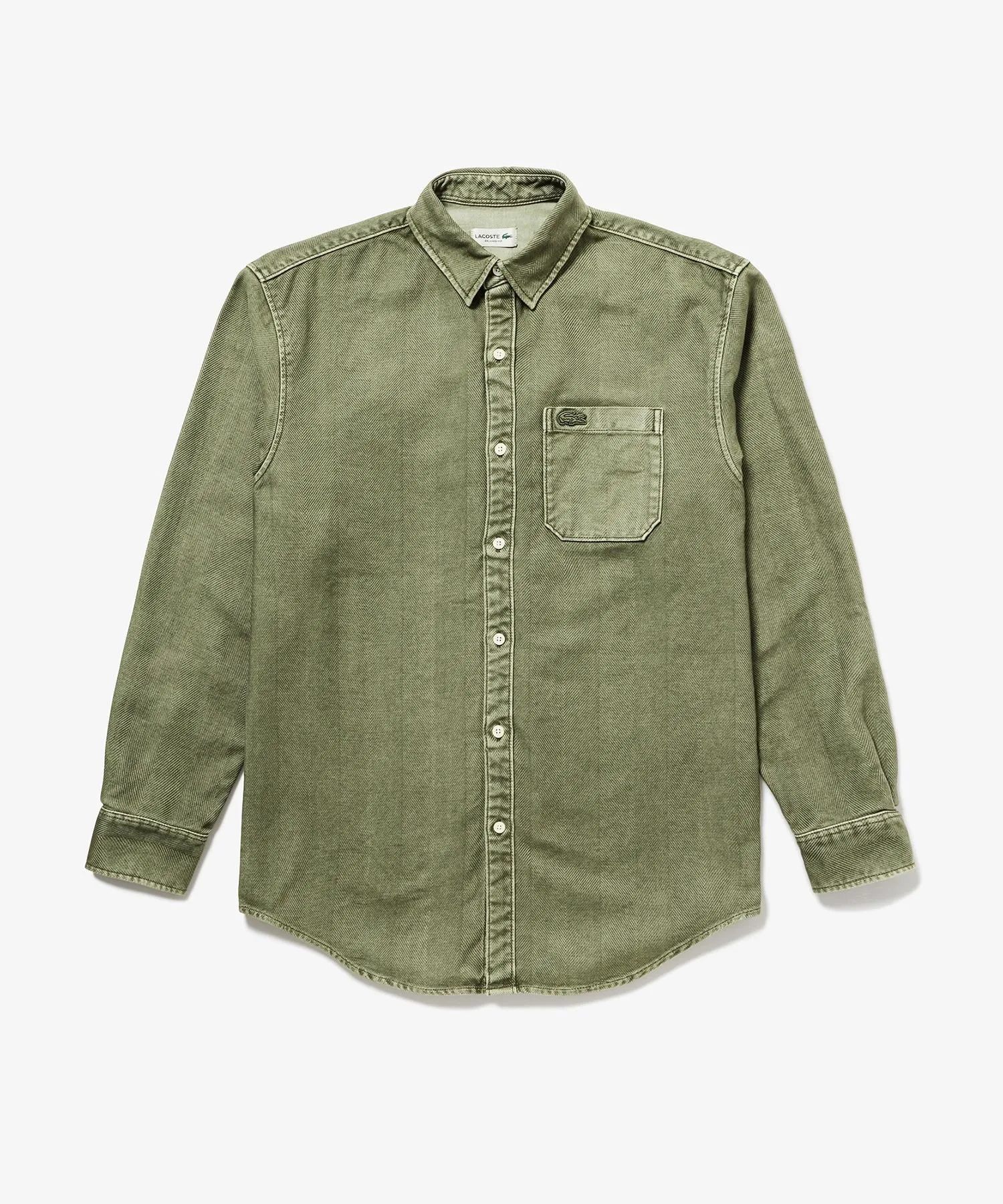 Рубашка из выстиранной фланели в елочку LACOSTE, Khaki