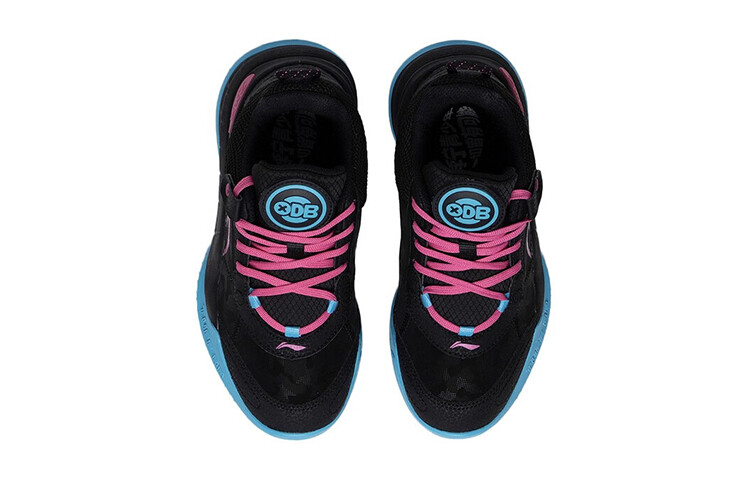Детские баскетбольные кроссовки GS Low-top черные/синие/розовые Lining Young — фото 4