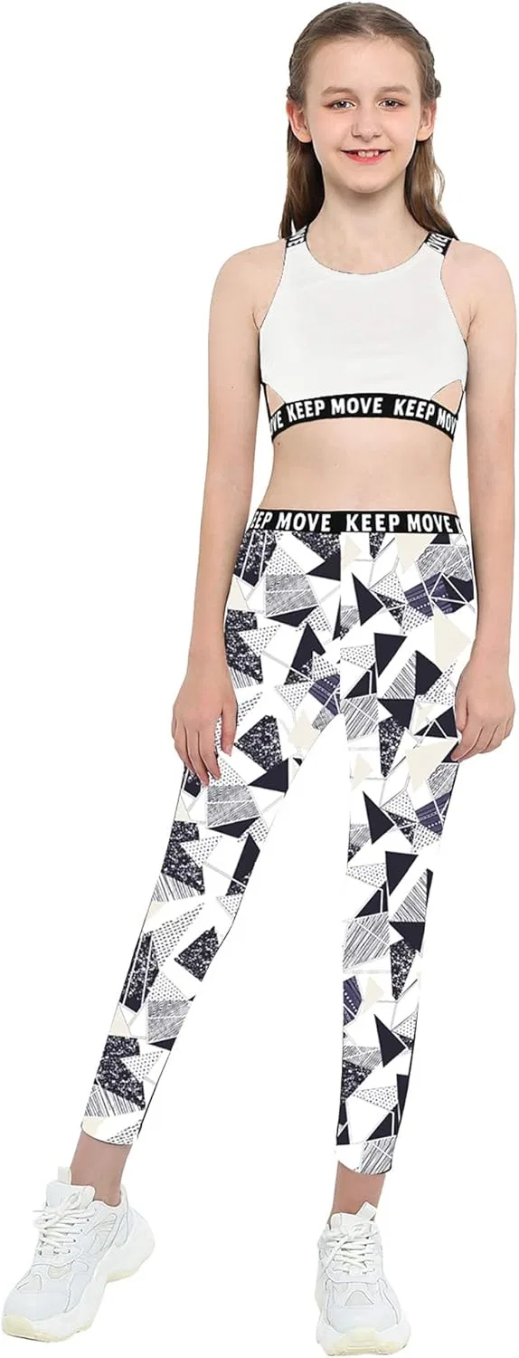 Детский спортивный комплект Daenrui, топ и леггинсы, White