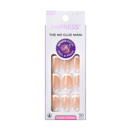 

Накладные ногти Kiss No Glue Mani Press-On French Model Light Neutral and White