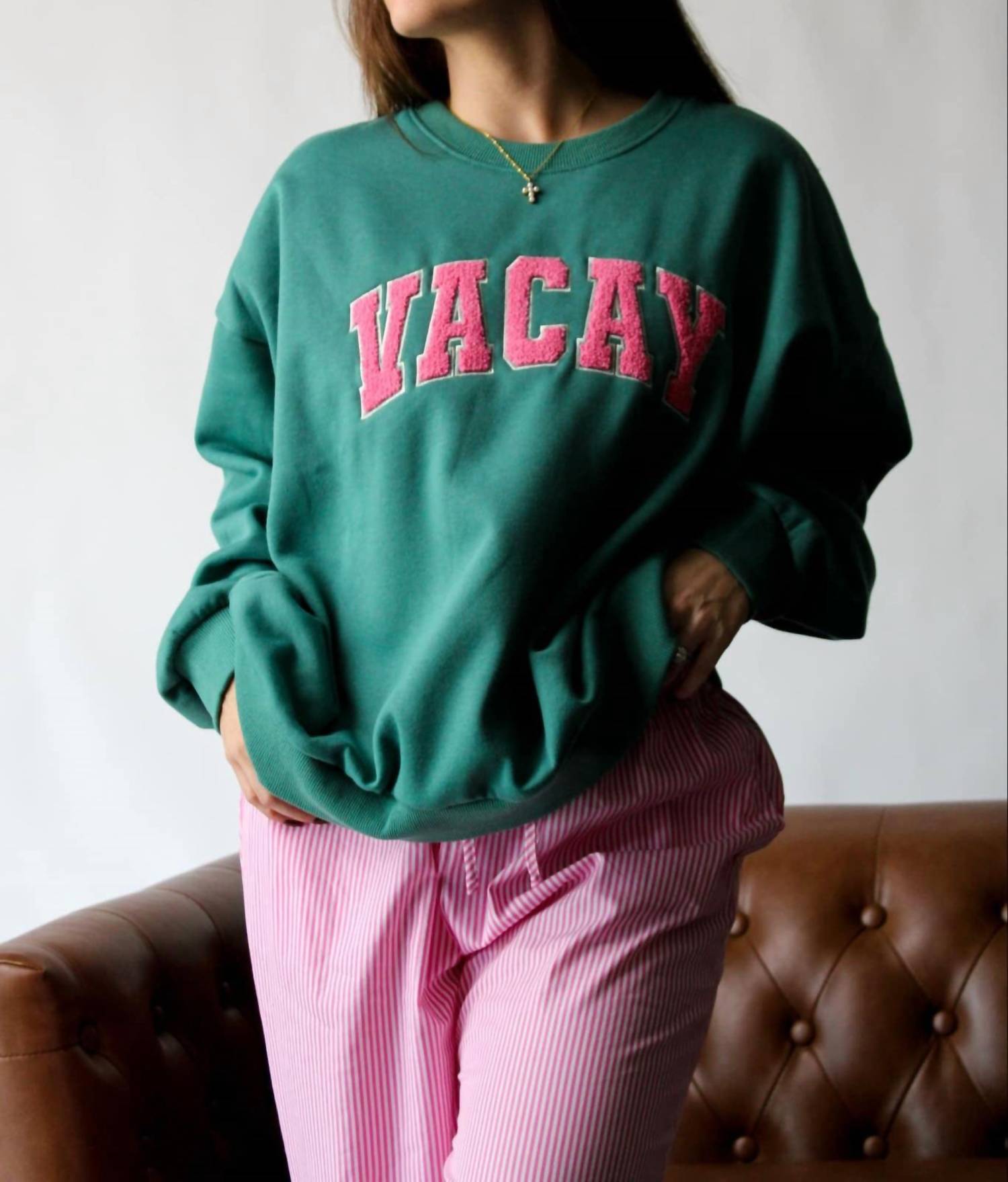 

Свитшот Vacay в бирюзовом и розовом WISHLIST