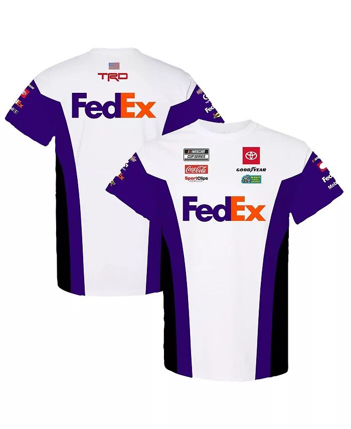 

Мужская белая/фиолетовая футболка Denny Hamlin FedEx Uniform Joe Gibbs Racing Team Collection