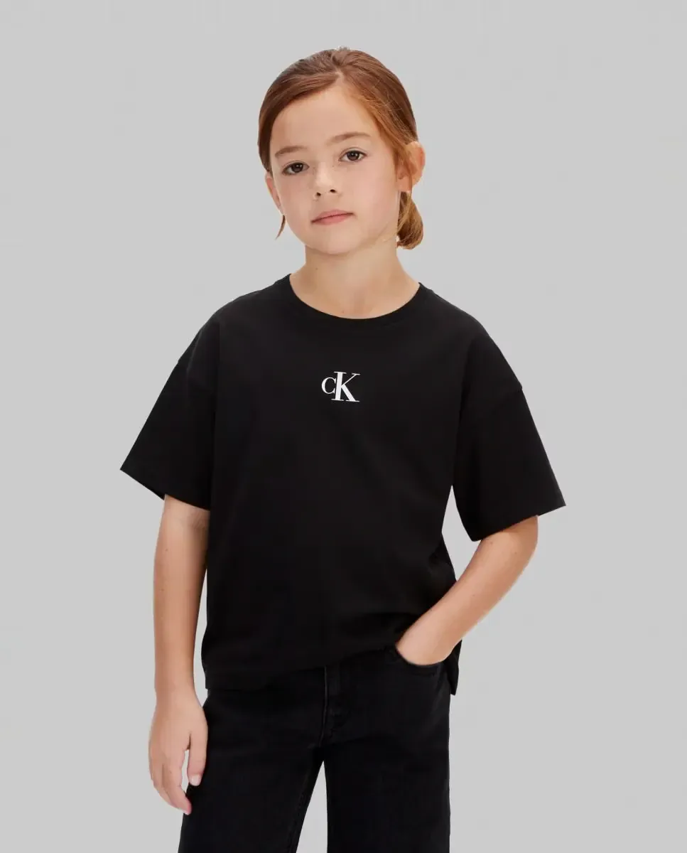 Детская футболка прямого кроя Calvin Klein, черный