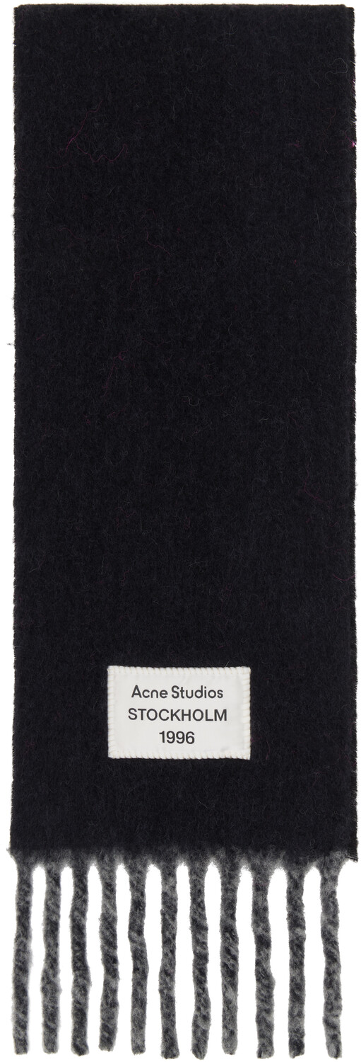 

Шарф с логотипом и бахромой черного и серого цветов Acne Studios