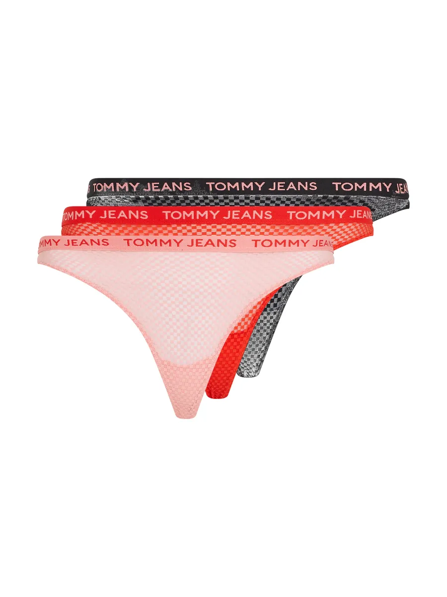 

Трусики Tommy Hilfiger Underwear "3P HR THONG LACE (EXT SIZES)" (3 шт. в упаковке, 3 шт. в упаковке), слегка прозрачное качество, надпись логотипа, розовый