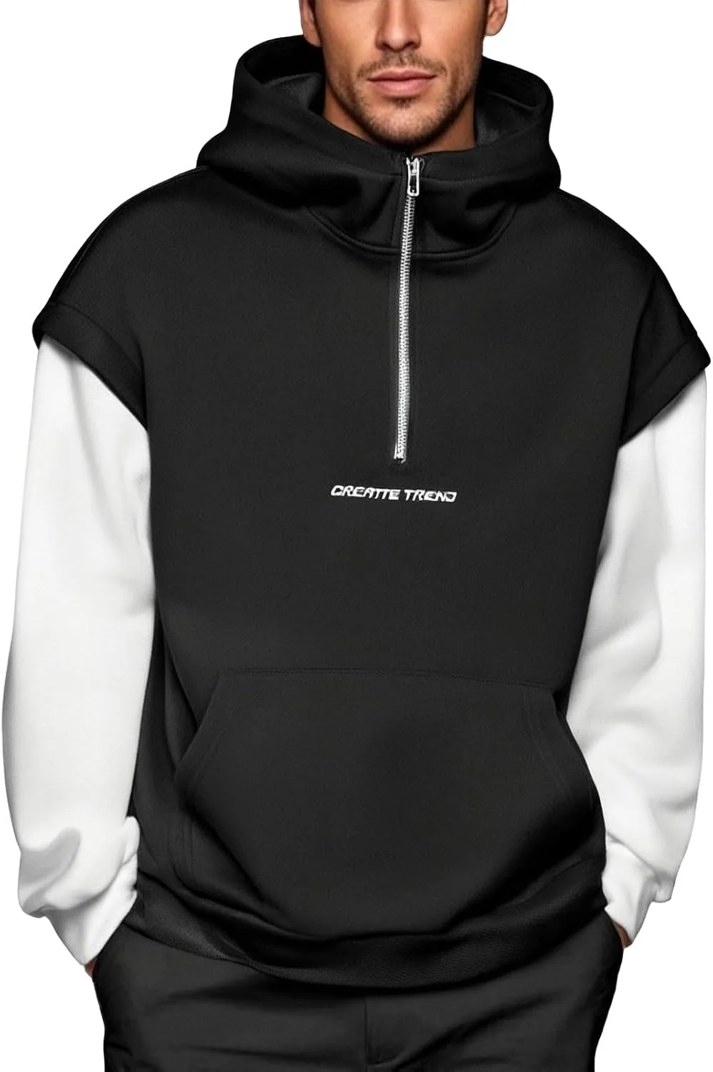 

Мужская фальш-двухсоставная толстовка с капюшоном Casual Quarter Zip