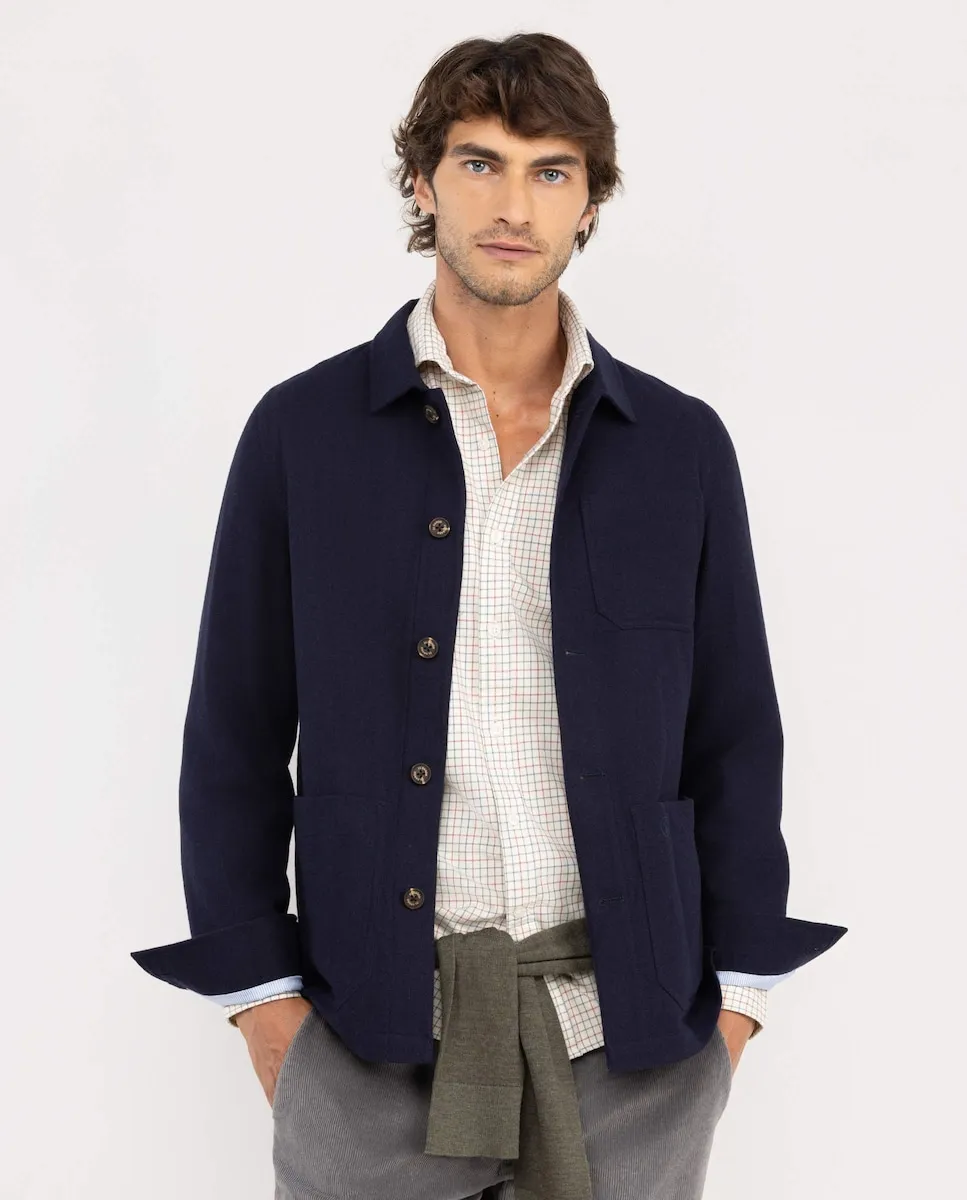 

Мужская рубашка из однотонной шерсти El Ganso, темно-синий