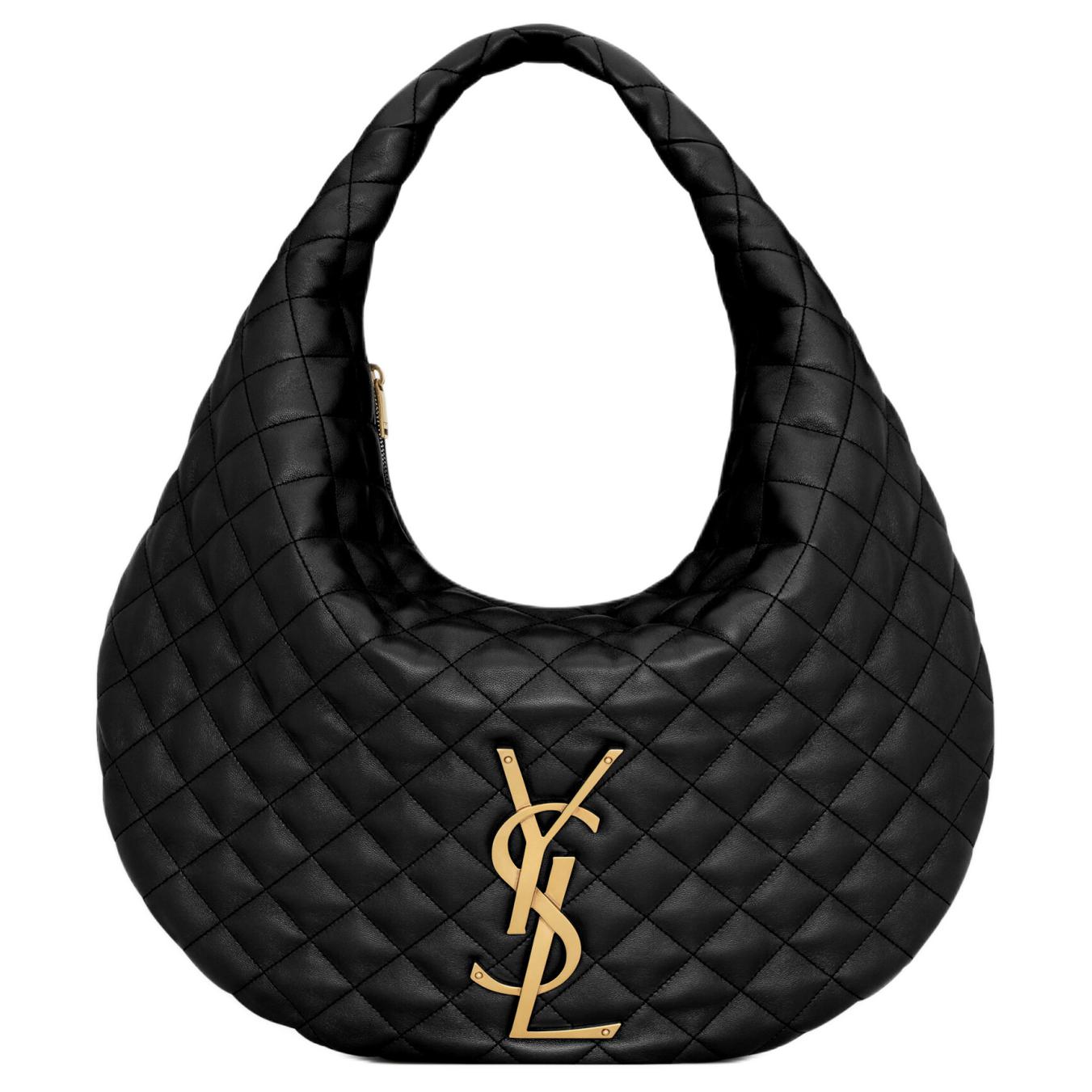 

SAINT LAURENT Черная женская сумка-хобо из овчины