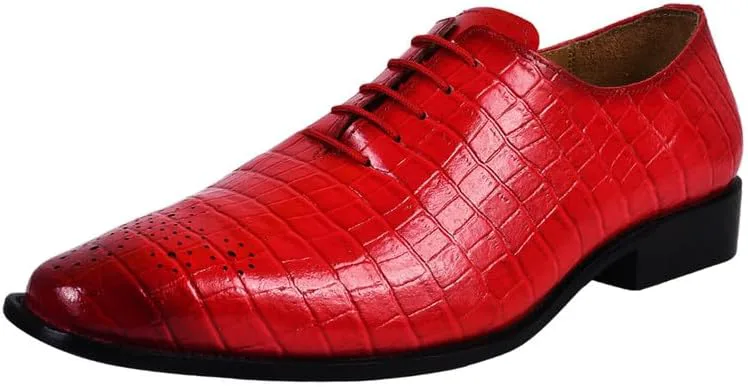 

Мужские кожаные туфли-оксфорды LIBERTYZENO с анималистическим принтом на шнуровке, подарок на Пасху, красный