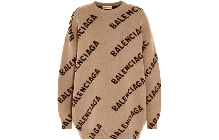 

Свитер женский Balenciaga All Over Logo, бежевый / черный