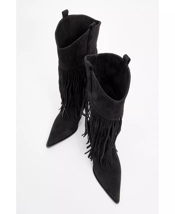 Ботинки с острым носком и бахромой Gueras (женские) Prologue Shoes, черный — фото 2